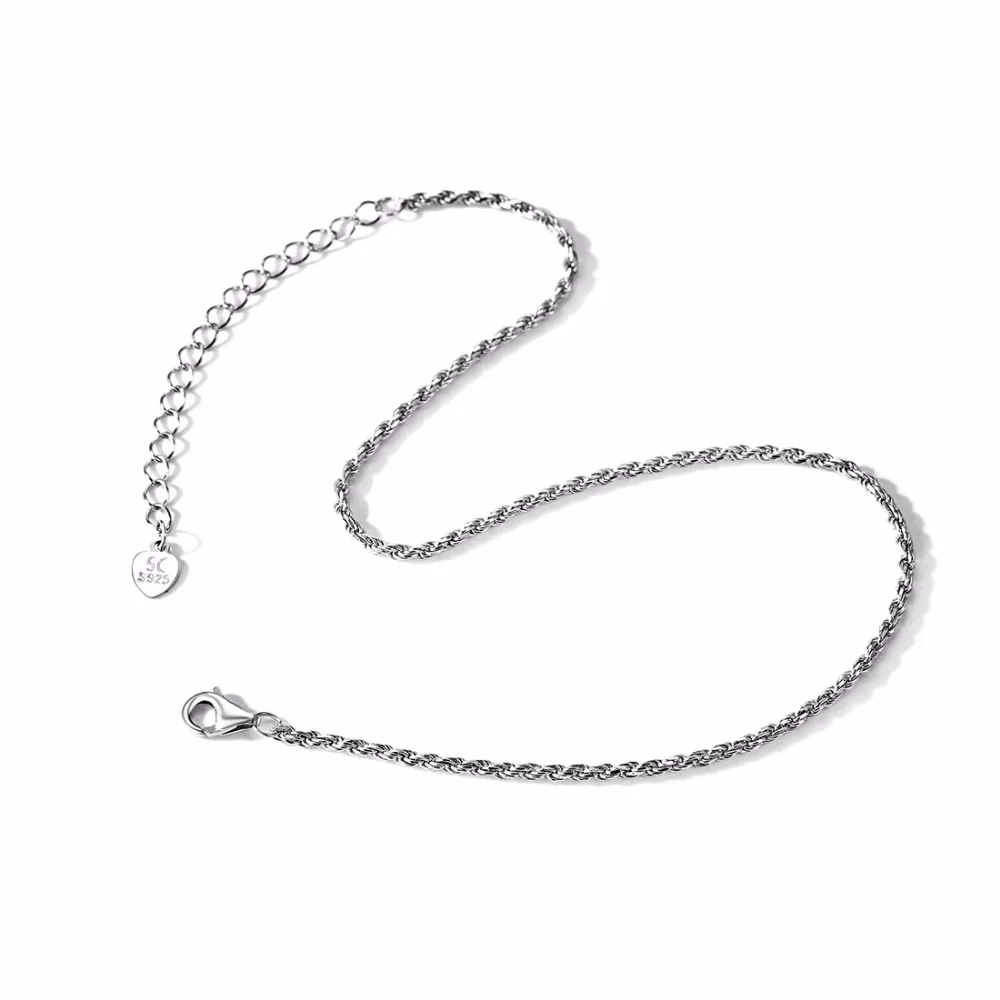 SILVERCUTE 925 пробы серебро витая веревка цепи ножной браслет для Для женщин ювелирные