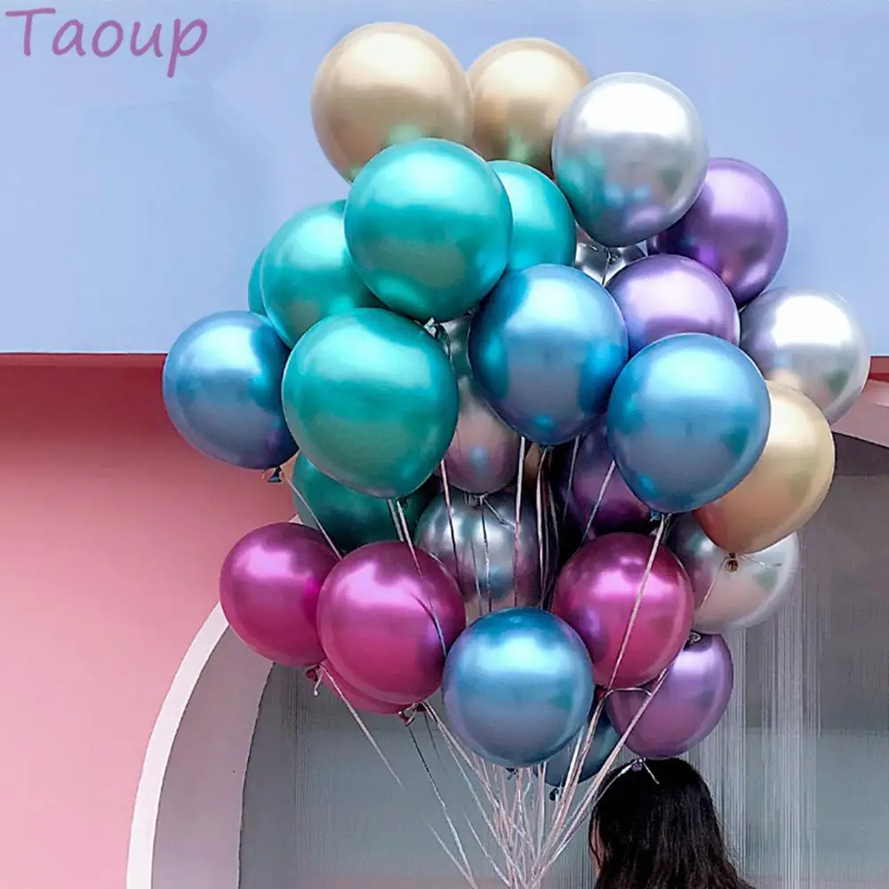Taoup 5 шт. утолщенные металлические воздушные шары украшенные жемчугом круглые
