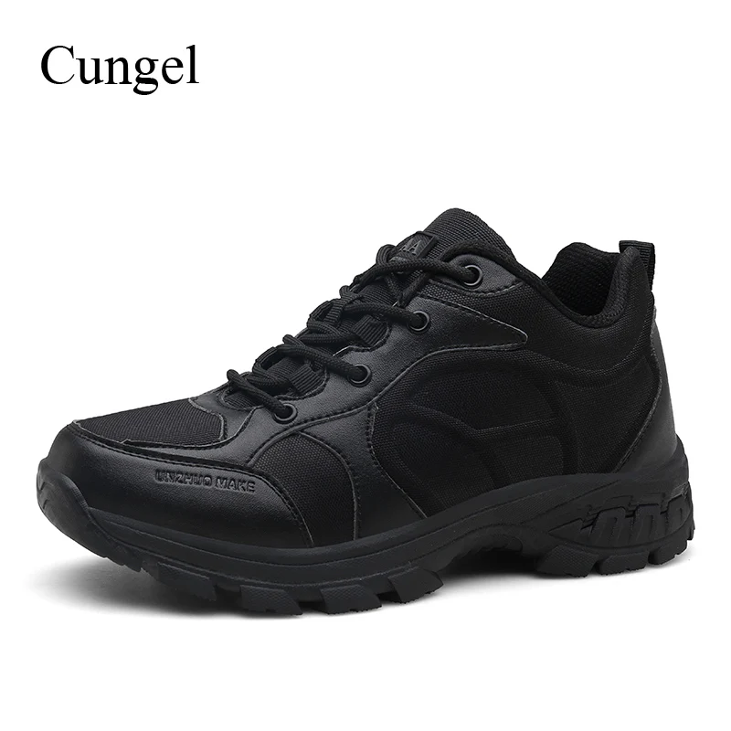 Black Cungel/Большие размеры 39-47; Мужская тактическая обувь; уличная походная обувь; обувь в военном стиле; обувь для пустыни; обувь в горном стиле; нескользящая Рабочая обувь - Цвет: Black