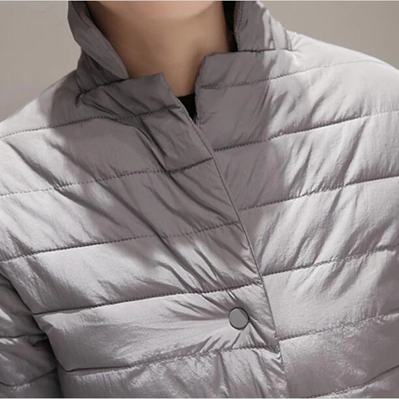 

Nice New Women Thin Jacket Winter Fashion Cotton Padded Overcoat Slim Topcoat Stand Collar Outerwear Covered Button Clothing 284