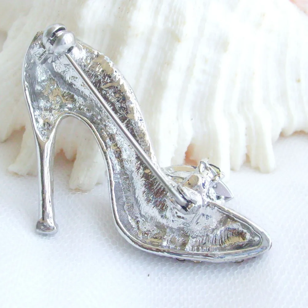 Серебряный тон Очаровательная на высоком каблуке брошь для обуви Pin w синий