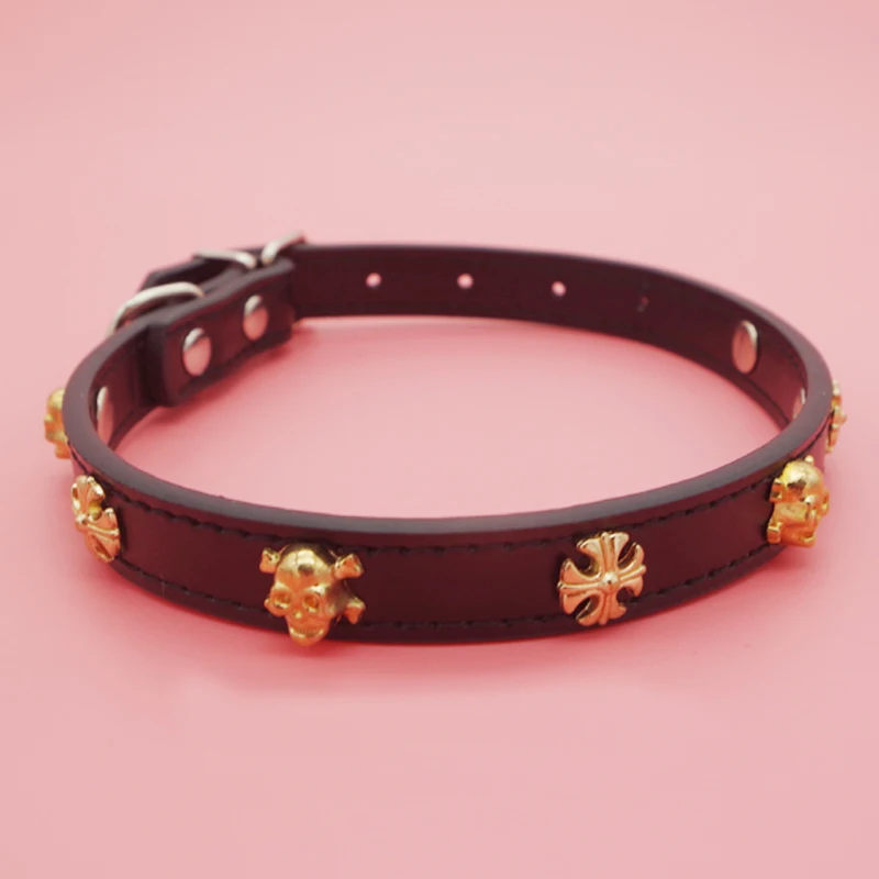 Handsome Punk Studded Dog Collar for Small Dogs Puppy Mascotas Cats Adjustable Necklace Leather Pet Belt Accessories | Дом и сад