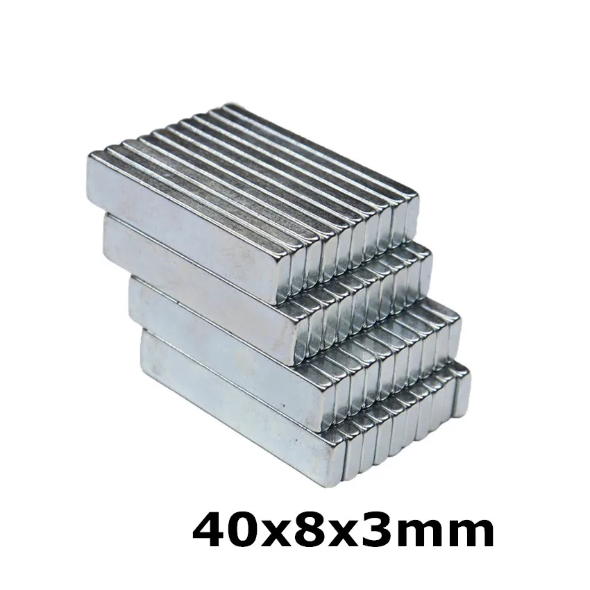 

Neodymium Magnet Block 40x8x3mm NdFeB Antirust Plating Strong Power Magnets N35 Permanent Magnetics 12pcs