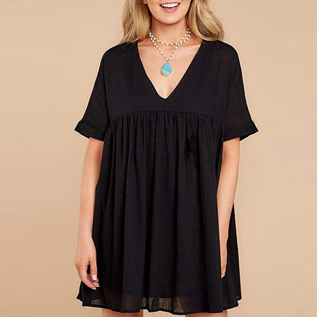 Летние Платья повседневные женские Мими платье vestidos de verano короткий рукав v