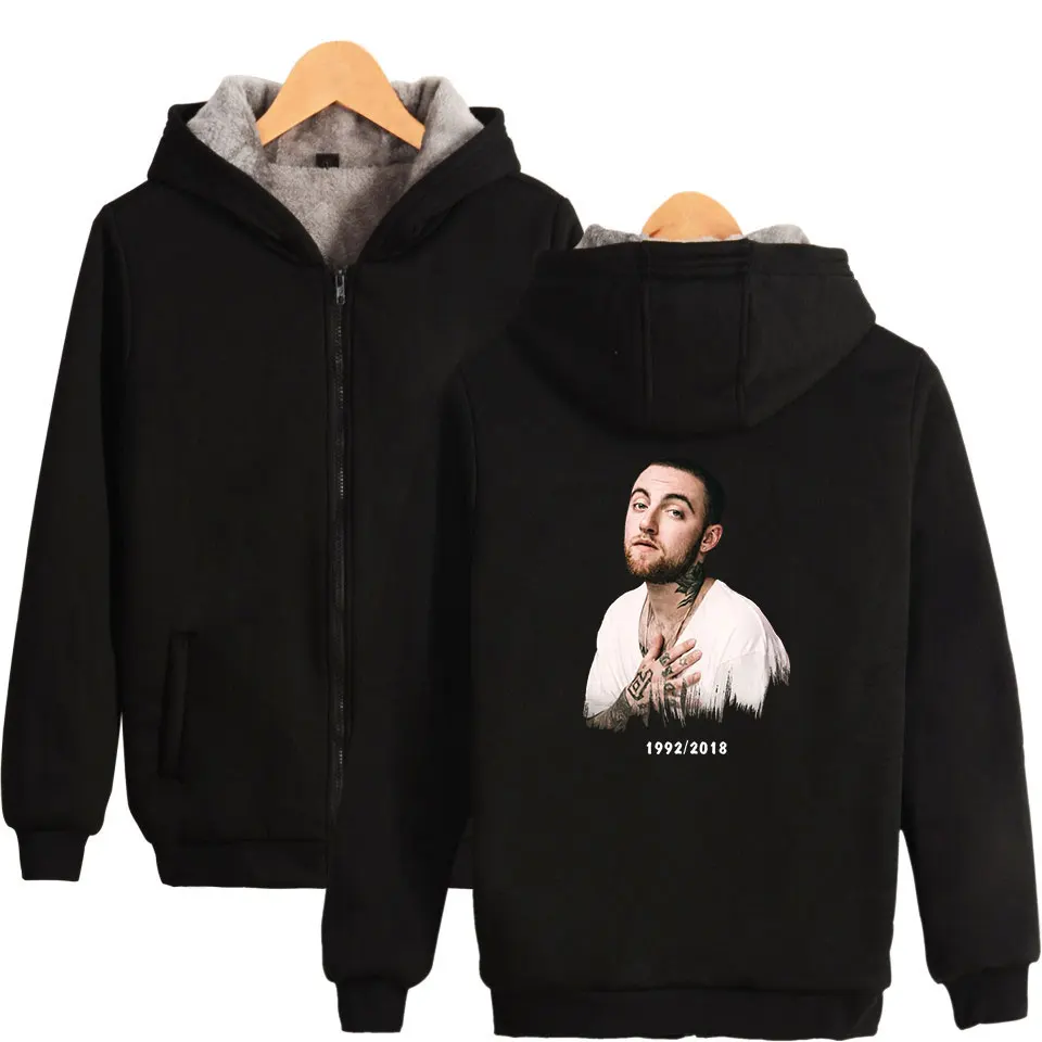 LUCKYFRIDAYF 2018 Mac Miller Толстая зимняя толстовка на молнии мужская и женская куртка