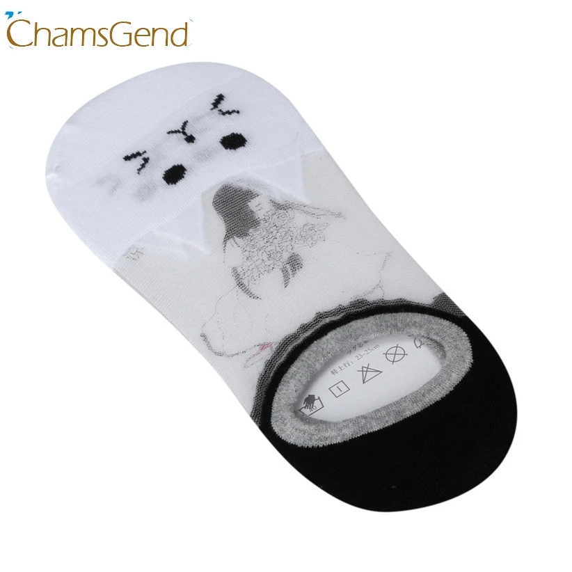 Chamsgend Sock Newly Design Women Girls Cute Cat Face Printed Invisible Low Cut Ankle Socks DropShipping #0725 | Женская одежда