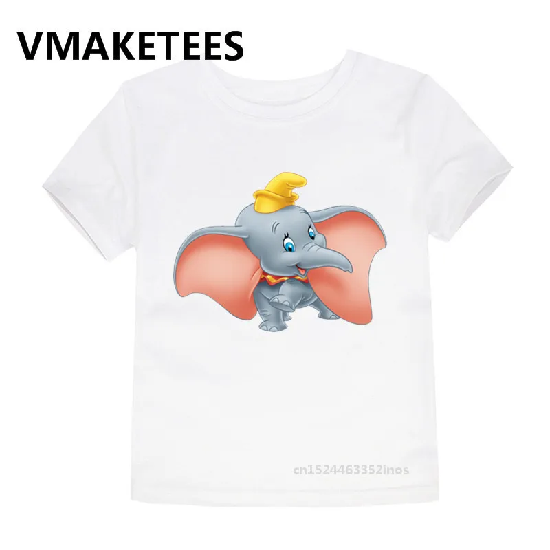 Детская футболка с принтом из мультфильма «Dumbo» одежда для малышей с забавным изображением слона Детская летняя футболка с короткими рукавами HKP2445B - Цвет: Modal White