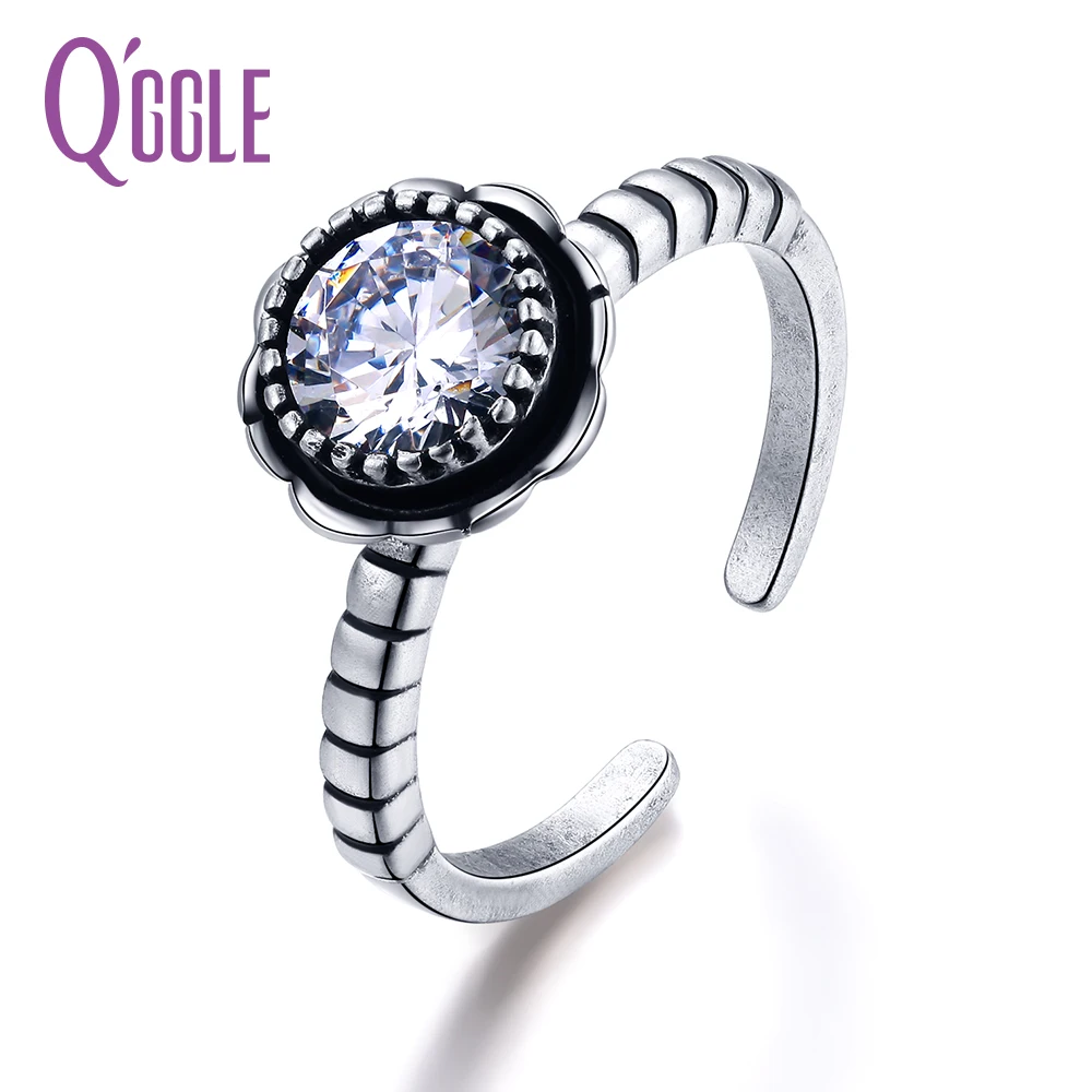 Qggle Новый Серебряный Цвет Хао камень кольцо для Для женщин со стразами