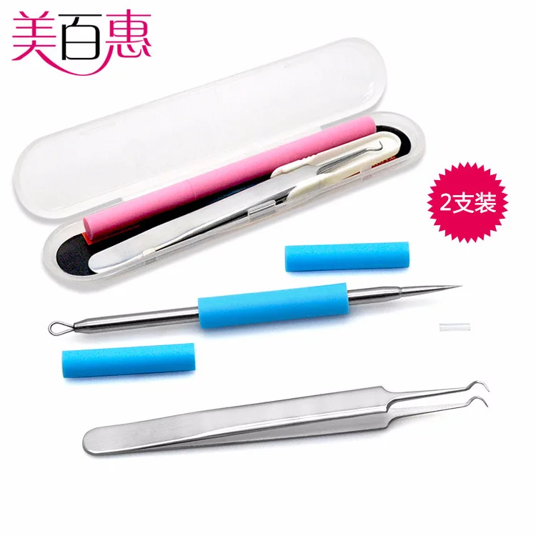 2 шт./компл. ячеистая папка из нержавеющей стали иглы для удаления угрей Comedone Extractor