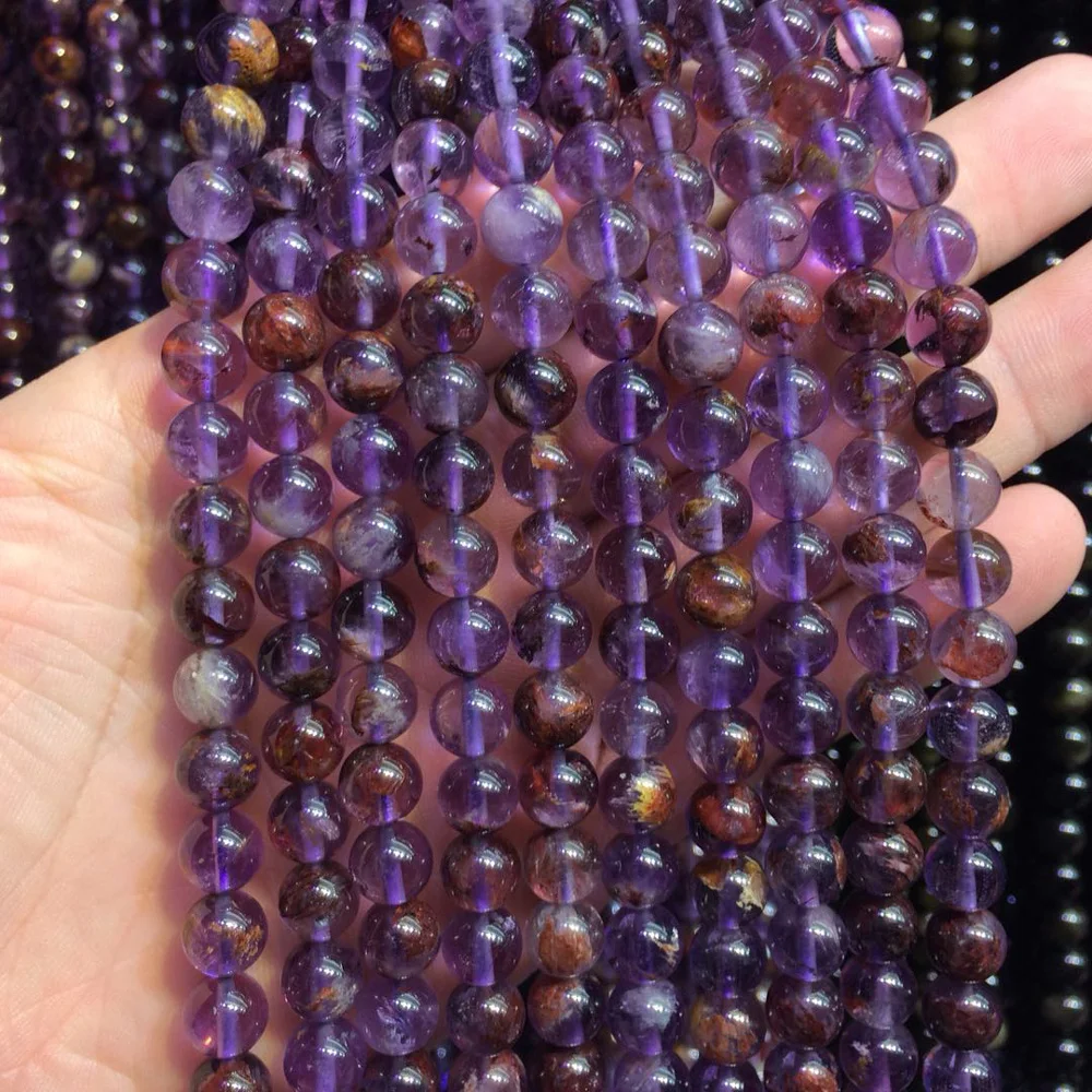 

purple Chlorite-Crystal / amethyst stone beads natural gemstone beads DIY loose beads for jewelry making strand 15" wholesale !