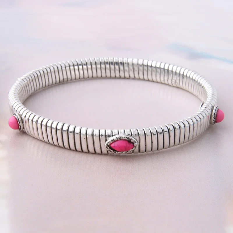 7mm silver rose NeeFuWoFu 7 мм пружинный цепной серебряный браслет медные натуральные браслеты из камней Богемия де Мадера Pulseira Estrela de Cinco эластичный - Окраска металла: 7mm silver rose