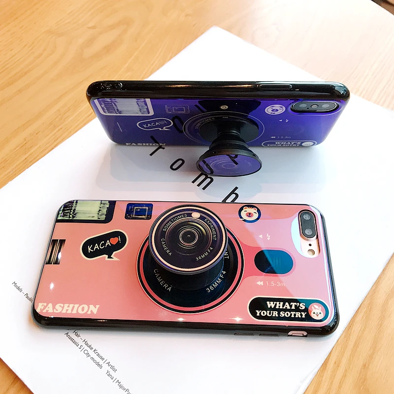 Чехол для samsung S9 Note 9 Blue Ray camera с узором Popsocket Kickstand мягкий чехол из ТПУ телефона Galaxy