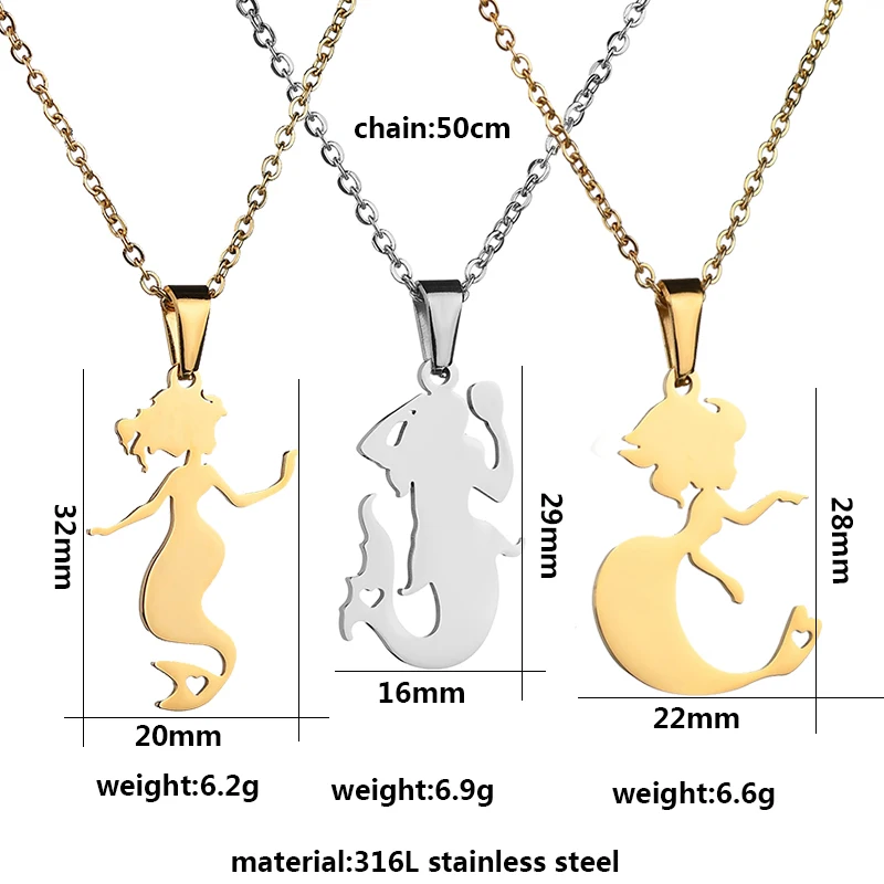 ELSEMODE сказочное ожерелье с подвеской в виде русалки для женщин золото 316L