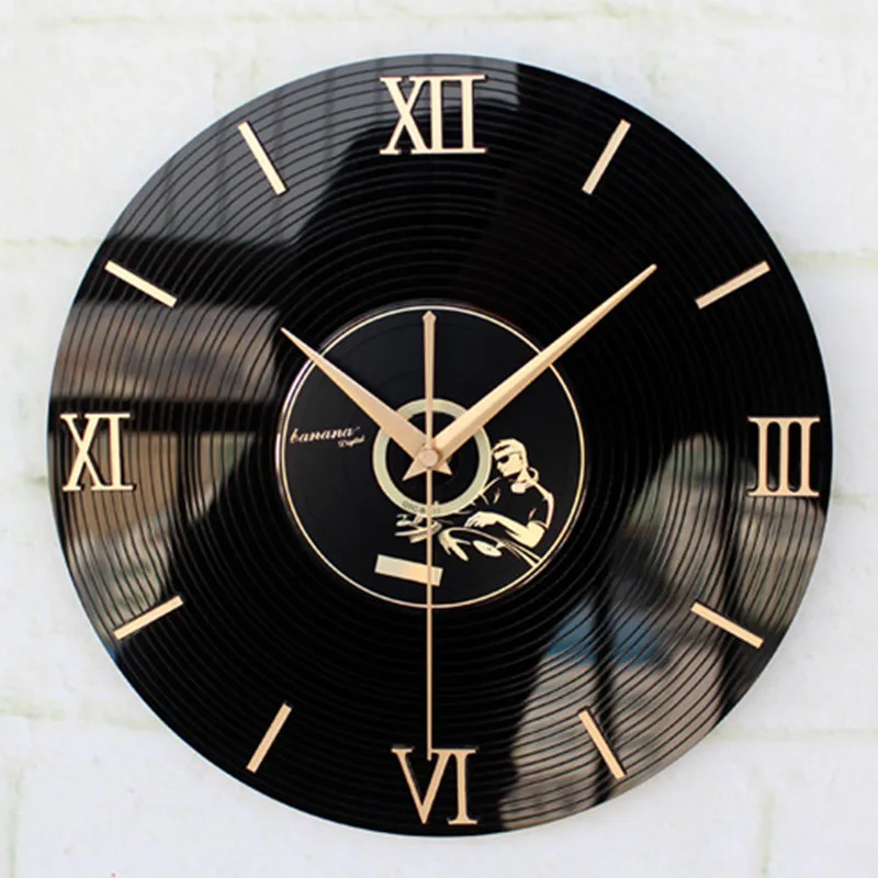wall clock 30 см настенные часы Saat Reloj 3D ретро ностальгия часы Виниловые CD альбом настенные часы Relogio де parede обои Saati horloge Murale клок - Цвет: wall clock