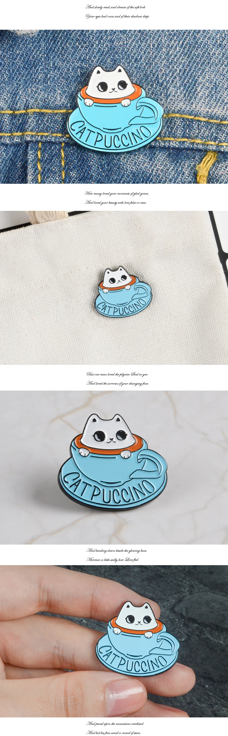 Кот кофе Эмаль Булавка кофейная чашка брошь сумка Одежда нагрудная булавка Кнопка значок мультфильм милые животные ювелирные изделия подарок для друзей детей