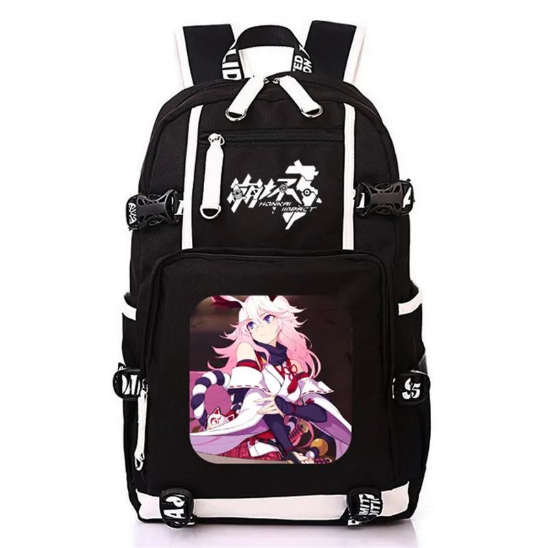 K Honkai Impact 3 игры печати рюкзак usb зарядка ноутбук рюкзак Оксфорд Путешествия Рюкзак Холст Школьные сумки подарок ручка сумки - Цвет: K