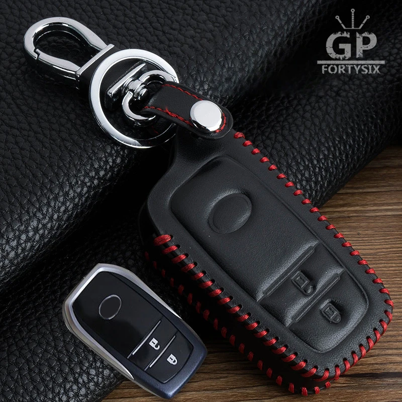 

Car Styling Genuine Leather Car Key Chain Keyfob Clip Ring Key Holder Bag Cover Case For Toyota RAV4 Remote key Auto Accessorie