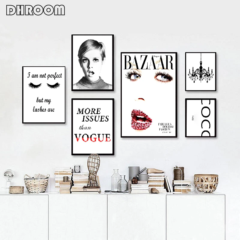 Современный модный холщовый постер с принтом ресниц каблуков картина принты для