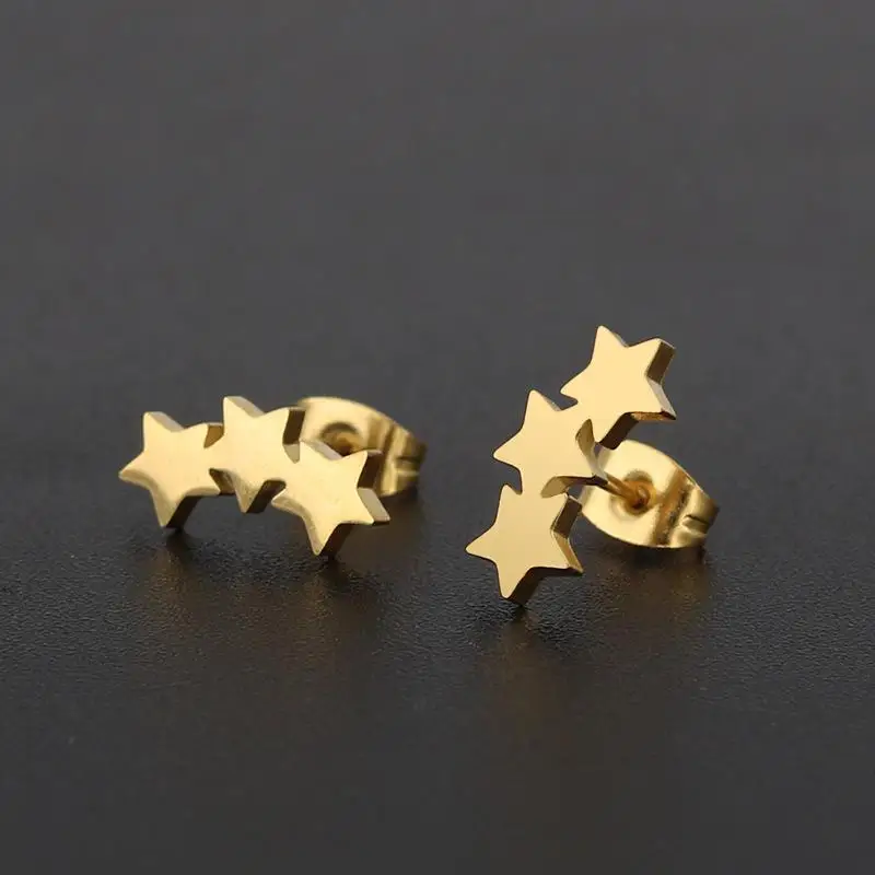 Tiny star stud earrings vintage stainless steel rose gold/silver boho earring fashion jewelry for women/men statement | Украшения и