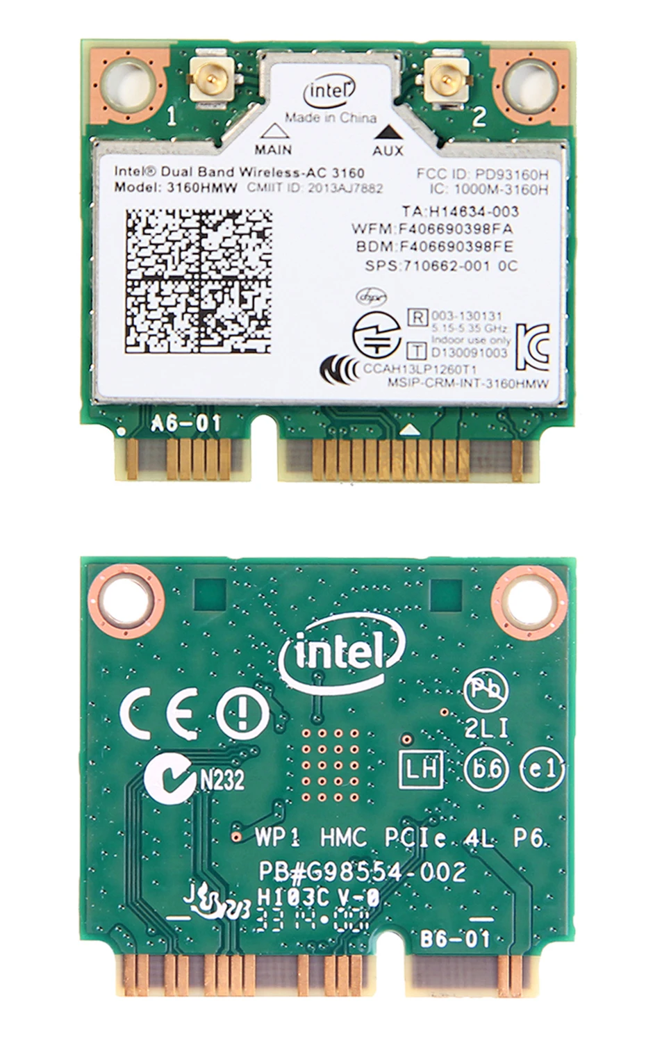Двухдиапазонная 433 Мбит/с Беспроводная Половина мини PCI-E Wifi карта 3160HMW для Intel AC 3160 Wi-Fi Карта Bluetooth 4,0 802.11ac для ноутбука