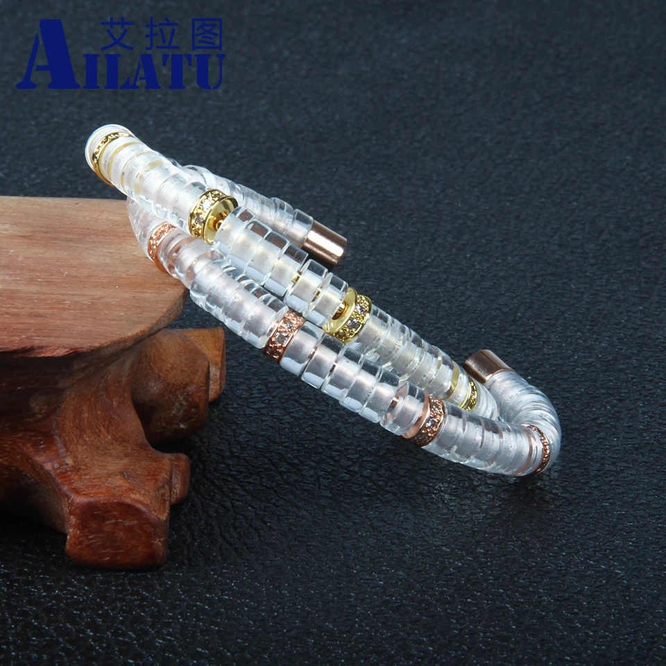 Ailatu Высококачественный Браслет с открытым запонком титановый браслет из