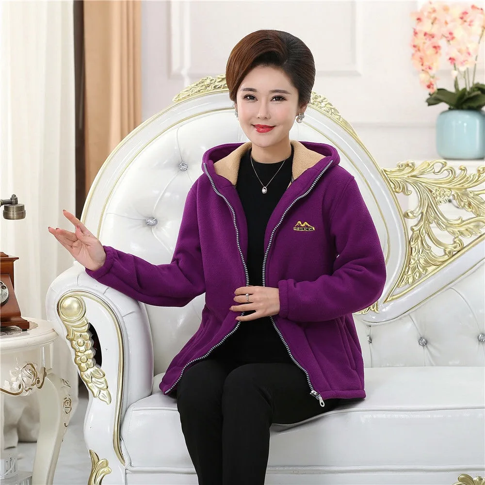 dark purple Vangull, новинка размера плюс 5XL, зимние толстые флисовые куртки,, тонкая женская куртка с капюшоном, плюшевая подкладка, теплая Повседневная короткая верхняя одежда, пальто - Цвет: dark purple