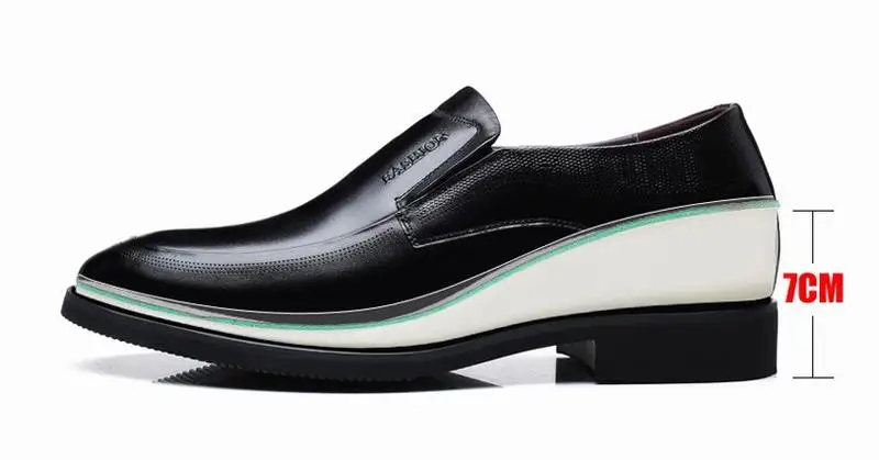 Мужские туфли Cyabmoz из натуральной кожи увеличивающие рост незаметно 7 см для
