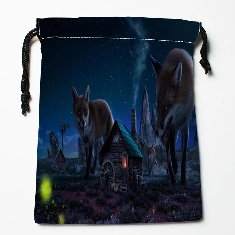 Сумки на шнурке с принтом лисица 18 х22 см|storage bag|bag compressionbag size |