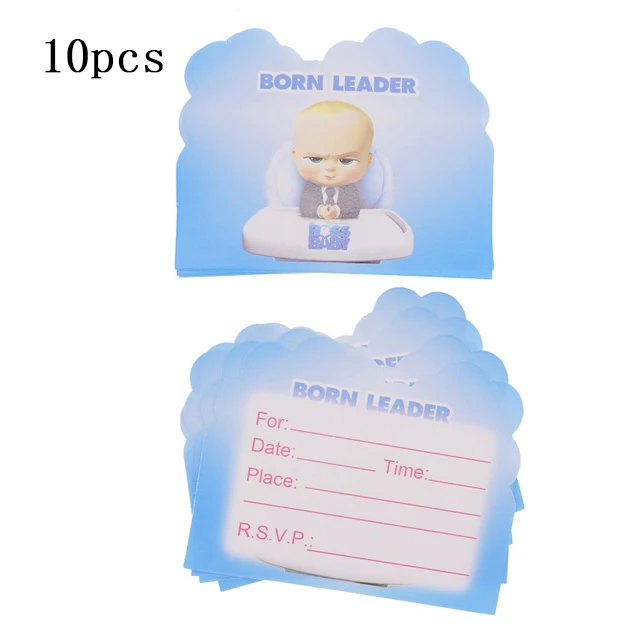 invitation card 10pc С рисунком из мультфильма для маленьких Boss День Рождения украшения шарики комплект вечерние поставки Baby Shower вечерние поставки с днем рождения воздушные шары - Цвет: invitation card 10pc