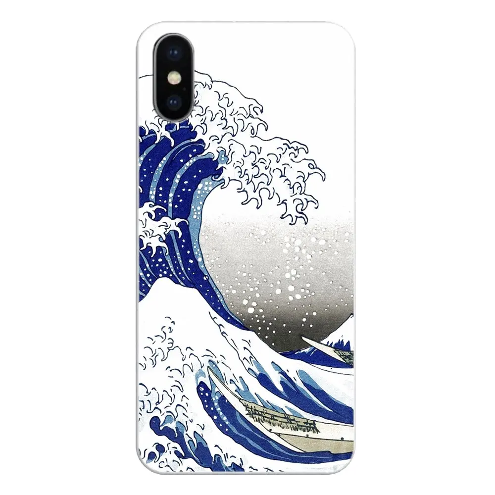 For Sony Xperia Z Z1 Z2 Z3 Z5 compact M2 M4 M5 E3 T3 XA Aqua LG G4 G5 G3 G2 Mini cartoon Wave Art Japanese Silicone Phone Covers |