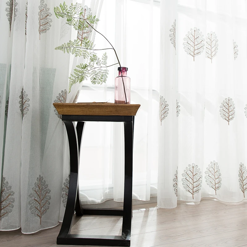 Новые счастливые занавески с рисунком деревьев свежий зеленый стиль тюль дверь