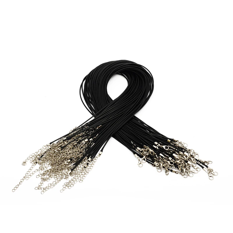 Черная Вощеная цепочка для ожерелья 10 шт./лот 1 5 мм шнур с застежкой лобстером