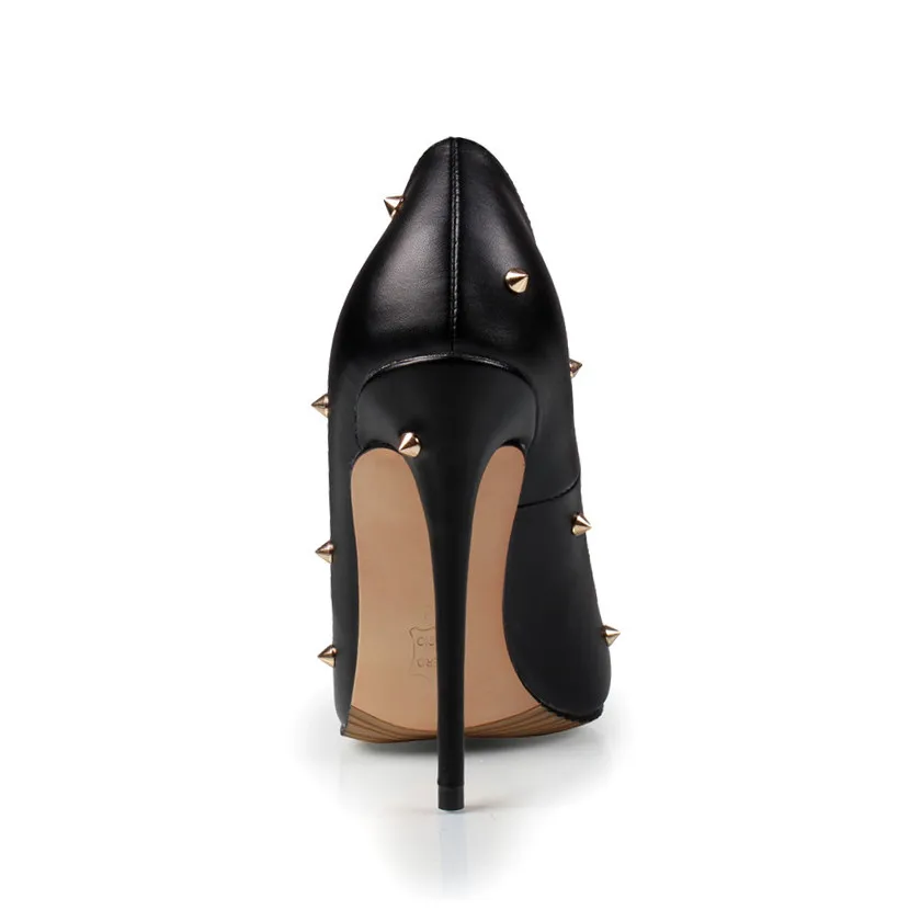 Женские ботинки обувь на высоком каблуке женские туфли лодочки заклепках черный