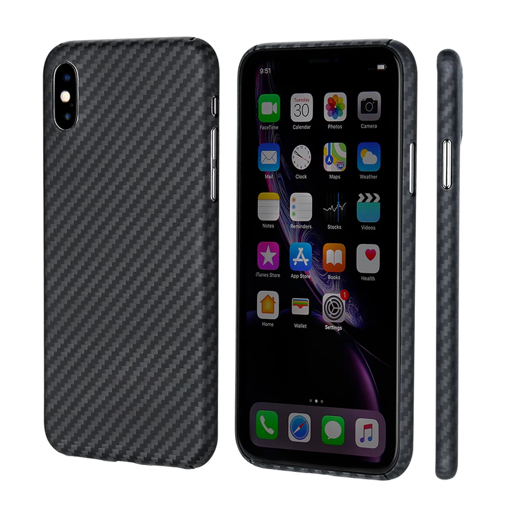 Армированный Тонкий чехол из арамидного волокна для iPhone XS XR MAX подходит