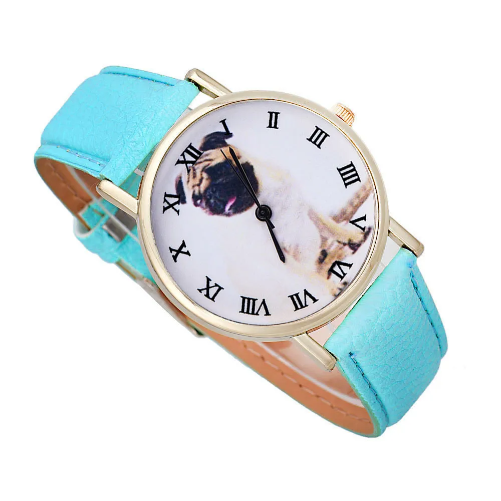 Дизайн dames horloges часы с изображением мопса для женщин и девушек из искусственной кожи кварцевые наручные часы Gofuly женские часы