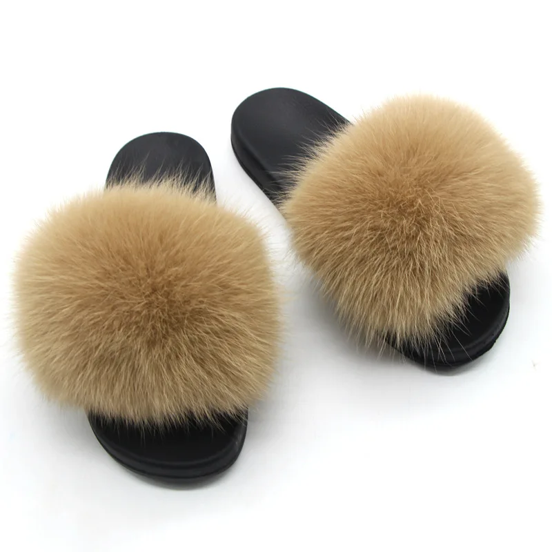 Импортные Шлепанцы из лисьего меха 2018| |