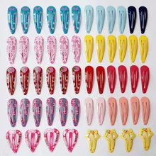 Pinzas para el pelo con estampado de flores para niña, pasadores para el pelo, horquillas para niña, horquillas coloridas, tocado de estrella de amor para niña, 50 unids/set por Set (1)