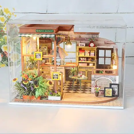 Новое поступление DIY Кукольный дом деревянные кукольные домики миниатюрный кукольный домик мебель комплект со светодиодный игрушки для детей подарок на день рождения