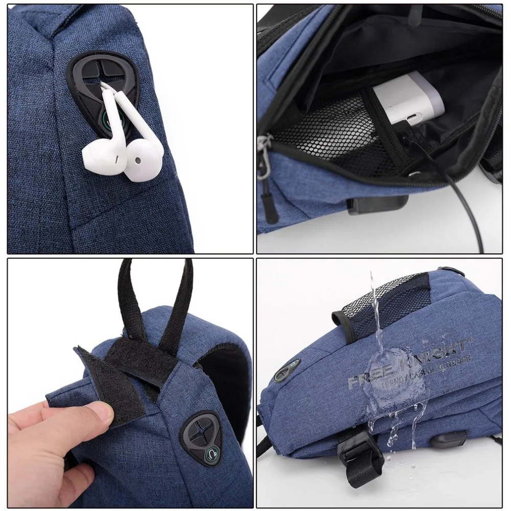 USB Charging Chest Bag Waterproof Casual Crossbody Travel Anti Theft Packs Shoulder | Спорт и развлечения