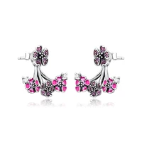 ckk silver 925 jewelry peach blossom flowers stud earrings for women gift sterling silver original earring