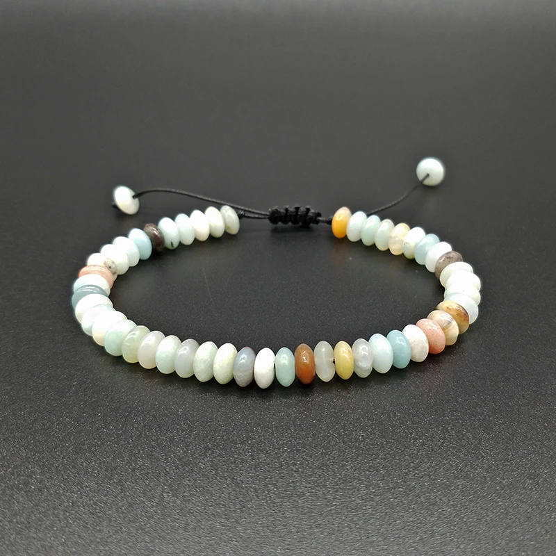 Горячая продажа 6 мм продолговатый натуральный камень amazon каменный браслет