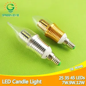 Светодиодная лампа E14 в алюминиевом корпусе, 7 Вт, 9 Вт, 12 Вт, светодиодная лампа 220 В, 240 в, золотистый, серебристый, холодный теплый белый свет