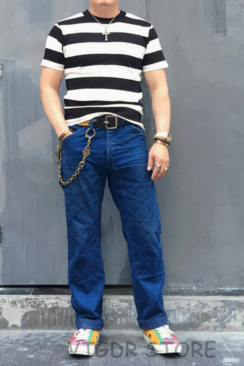 BOB DONG 12,5 oz Selvage Индиго джинсы винтажные мотоциклетные мужские брюки прямые