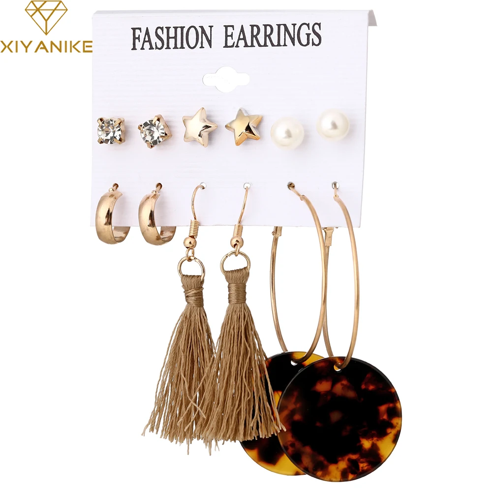 XIAYANIKE 6 Новый дизайн богемная звезда леопард длинные висячие серьги с кисточками