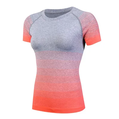 5013 orange Новинка, женские топы для йоги, быстросохнущие, для фитнеса, спорта, с коротким рукавом, футболка, для спортзала, бега, тренировки, топы, тонкая, для йоги, рубашка, одежда для фитнеса - Цвет: 5013 orange