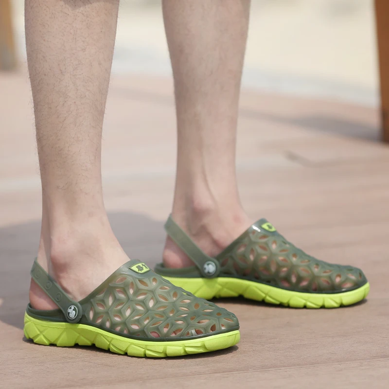 Тапки желе мужские с мягкой подошвой перфорированная нескользящая обувь пляжные