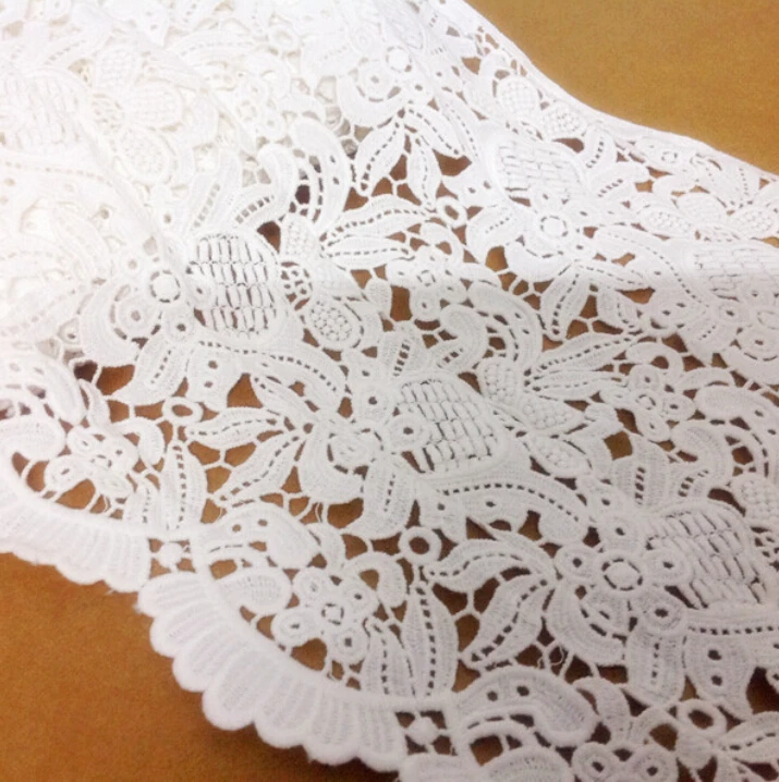 1 yard width 11.81&quot 30cm white high quality cotton water soluble lace trim ribbon for dress/skirt fabric SL4K196 | Дом и сад