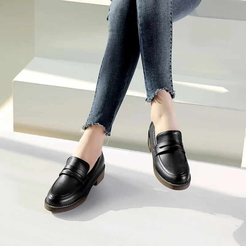 Женские туфли-оксфорды из мягкой кожи с круглым носком размеры 34-43 | Обувь