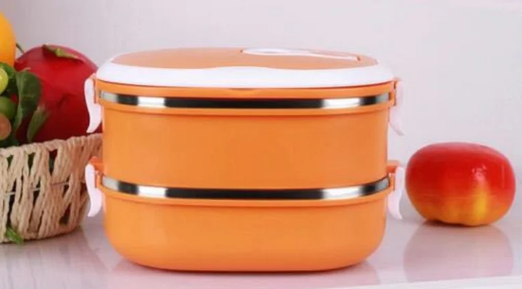 Orange 2 Layer Модные Корейская коробка для обедов термос для бенто колбы лабораторные контейнер для еда нержавеющая сталь стол посуда хранения коробки обедов Пикник Школы - Цвет: Orange 2 Layer