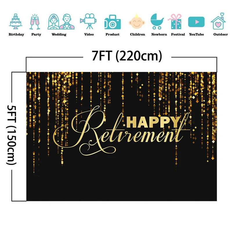 Вечерние фоны для фотосъемки с надписью Happy Retirement Bacdrop черный золотой фон